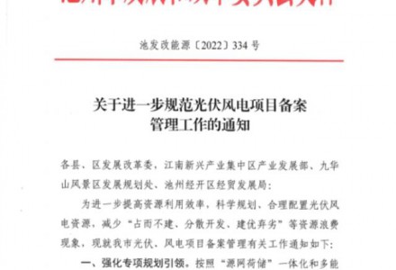 安徽池州：未经市级预审的光伏项目 县区不得签订投资协议