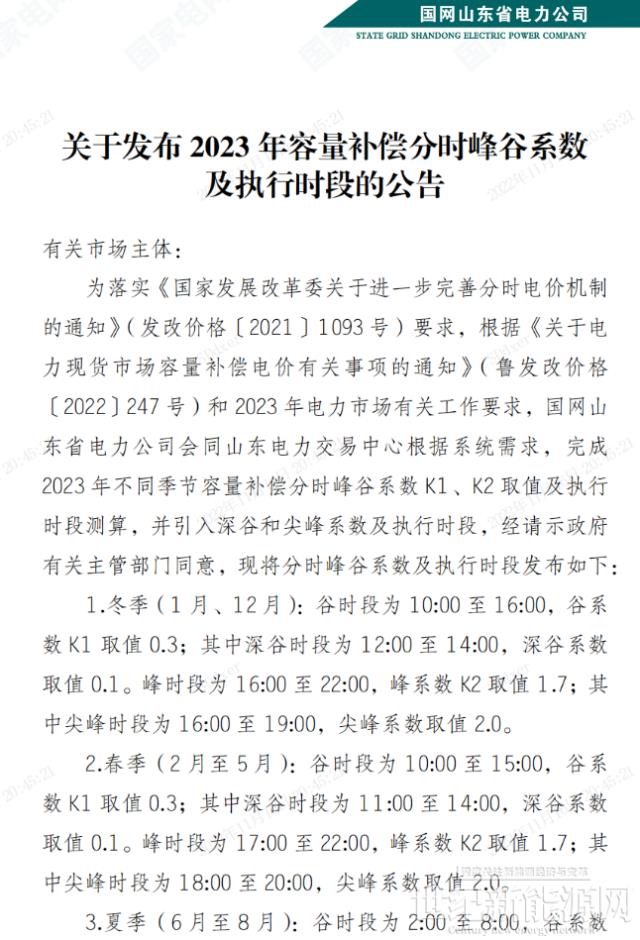 山东：11-14时执行最低0.1元/度！10千伏及以上工商业全部参与电力交易