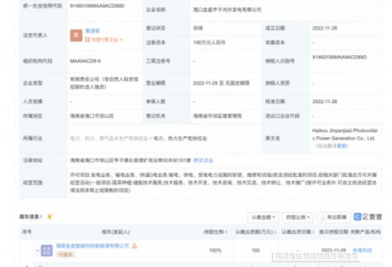 金盘科技于海口投资设立光伏发电公司，经营范围含蔬菜种植