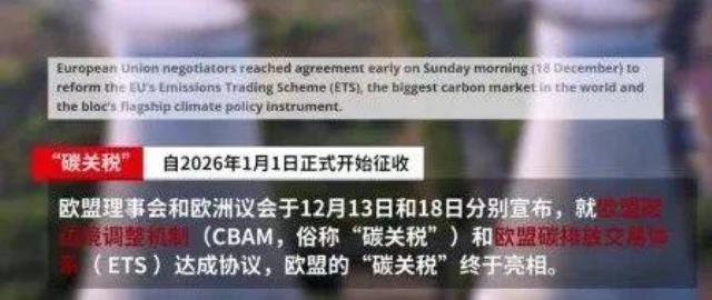 欧盟碳关税提前实施,中国这些行业将受影响?