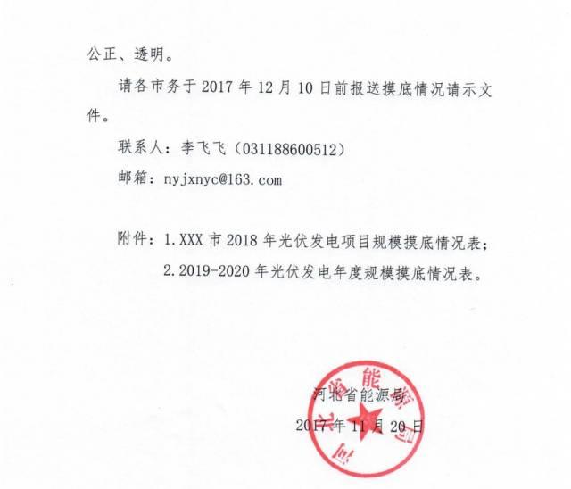 河北开始上报2018年项目名单，分配2019、2020年各地级市规模